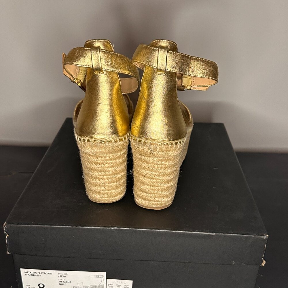 Jcrew Metallic Platform Espadrilles - Metallic Go… - image 2